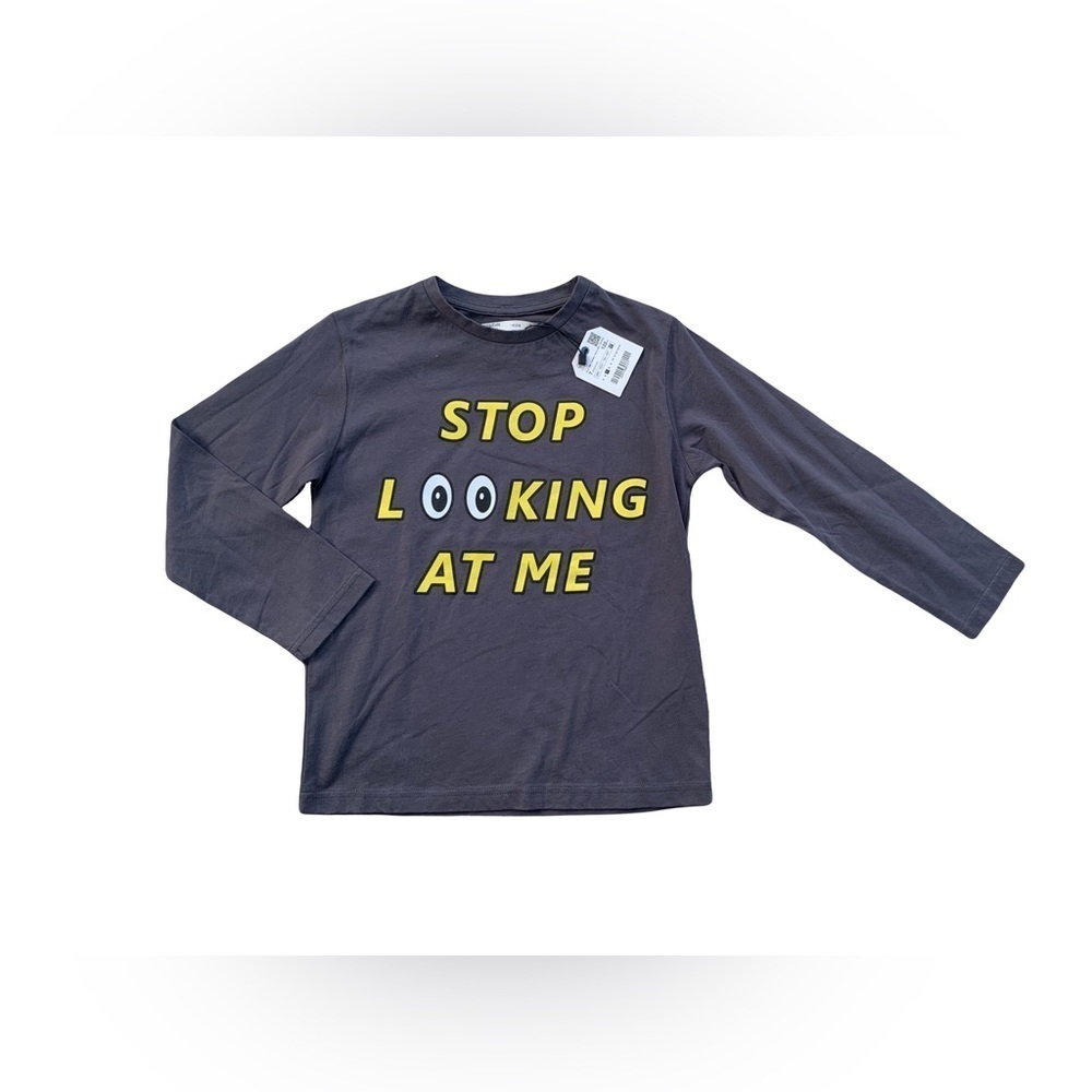 Zara NWT Size 7 Stop Looking At Me Long Sleeve Tee